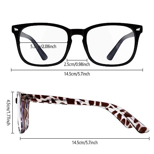 Yekepal Blue Light Blocking Glasses, 2 Pack Blue Light Glasses For Men Women Computer Reading Gaming TV Phones Eyeglasses Clear Lens Bluelight Glasses Anti Eyestrain UV Glare Black+Leopard - Image 2