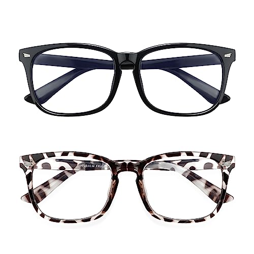 Yekepal Blue Light Blocking Glasses, 2 Pack Blue Light Glasses For Men Women Computer Reading Gaming TV Phones Eyeglasses Clear Lens Bluelight Glasses Anti Eyestrain UV Glare Black+Leopard - Image 1