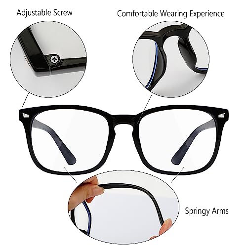 Yekepal Blue Light Blocking Glasses, 2 Pack Blue Light Glasses For Men Women Computer Reading Gaming TV Phones Eyeglasses Clear Lens Bluelight Glasses Anti Eyestrain UV Glare Black+Leopard - Image 3