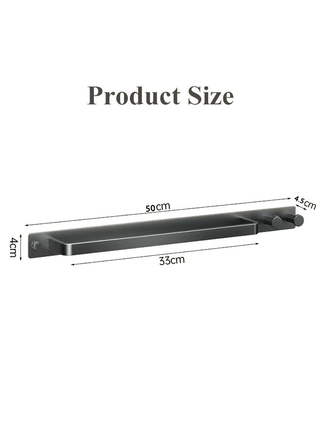 Towel Rack with 2 Hook,Bathroom Shelf Wall-Mounted Aluminium Shower Organiser, Wall Mounted Holder No drilling Bathroom Cleaning Tools Holder - Image 2