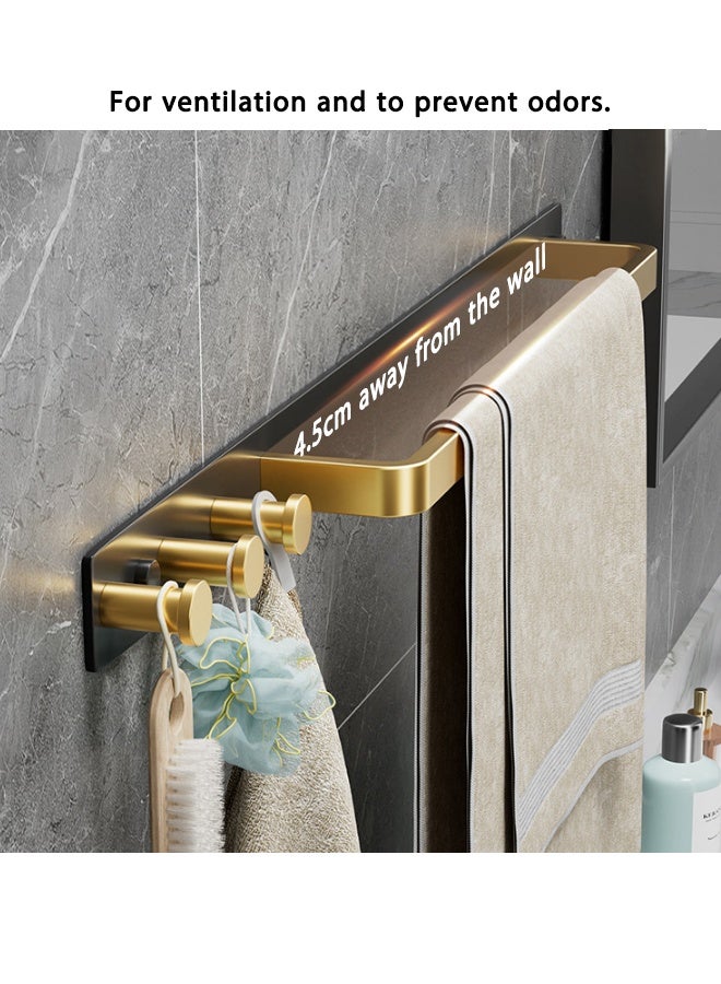 Towel Rack with 2 Hook,Bathroom Shelf Wall-Mounted Aluminium Shower Organiser, Wall Mounted Holder No drilling Bathroom Cleaning Tools Holder - Image 4