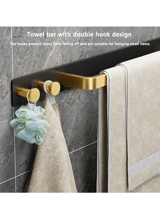 Towel Rack with 2 Hook,Bathroom Shelf Wall-Mounted Aluminium Shower Organiser, Wall Mounted Holder No drilling Bathroom Cleaning Tools Holder - Image 5