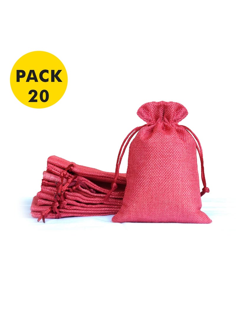 Lifekrafts Lifekrafts Pink jute Linen Pouches Birthday and Party Favour Bags Potlis for Functions, Baby Showers, Candy Bags Size-15x20 cm (Pack of 20)  - Image 5