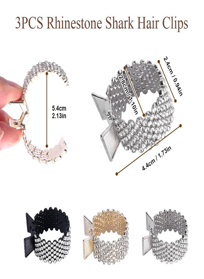 ابناوك إكسسوارات شعر مرصعة بأحجار الراين من أبناوك: أغطية الكعكة، مشابك على شكل سمكة قرش للشعر الطويل (ذيل الحصان والكعكة)، مشابك شعر صغيرة للنساء - Image 2