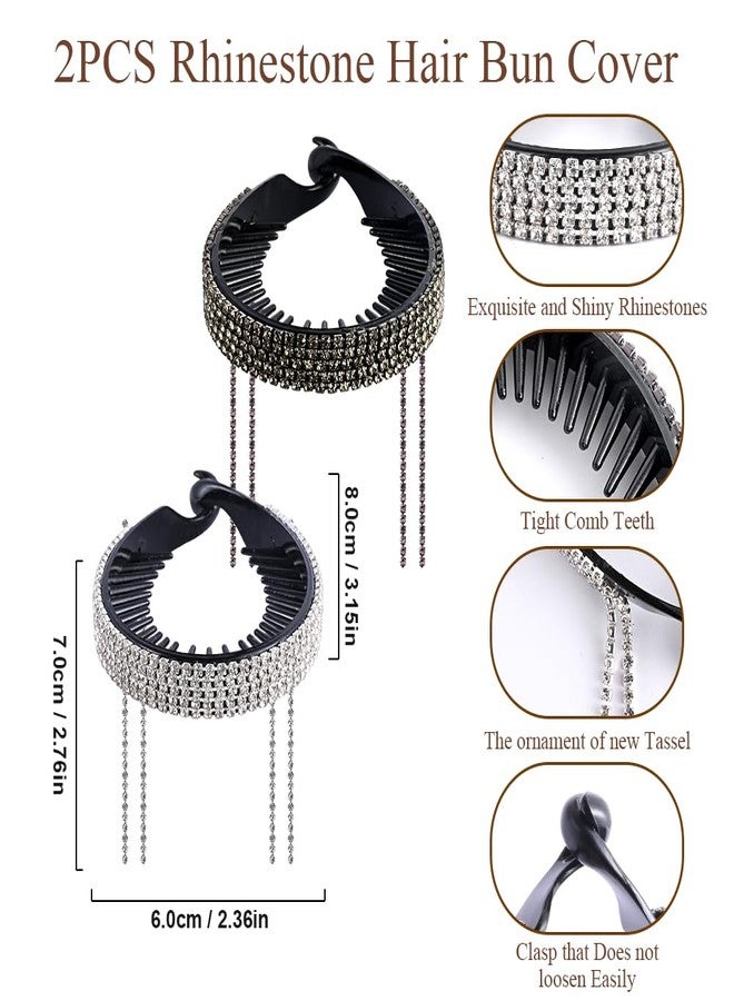 ابناوك إكسسوارات شعر مرصعة بأحجار الراين من أبناوك: أغطية الكعكة، مشابك على شكل سمكة قرش للشعر الطويل (ذيل الحصان والكعكة)، مشابك شعر صغيرة للنساء - Image 4