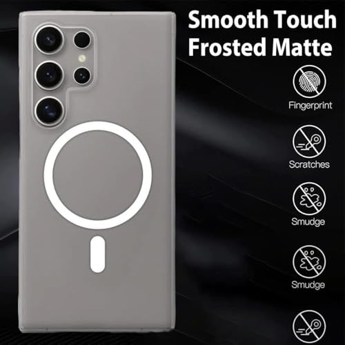 MAGICHUB Luxury Paper Thin Case Cover for Samsung Galaxy S24 Ultra 5G | Matte Finish | Only Compatible with Wireless Magnetic Accessories | Compatible with magsafe | (White) - Image 3