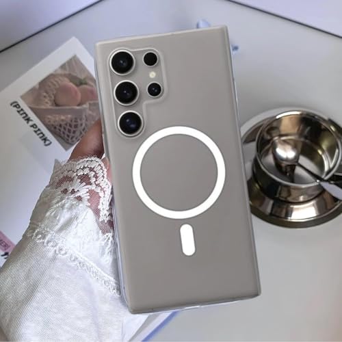 MAGICHUB Luxury Paper Thin Case Cover for Samsung Galaxy S24 Ultra 5G | Matte Finish | Only Compatible with Wireless Magnetic Accessories | Compatible with magsafe | (White) - Image 4