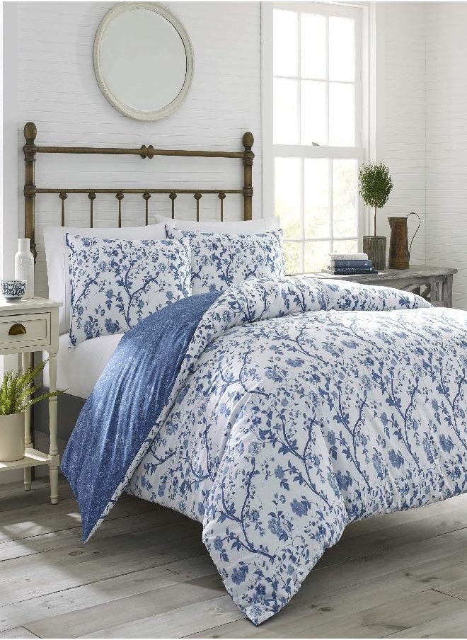 LAURA ASHLEY - Laura Ashley Home Elise Duvet Cover Set, King, Medium Blue - Image 1