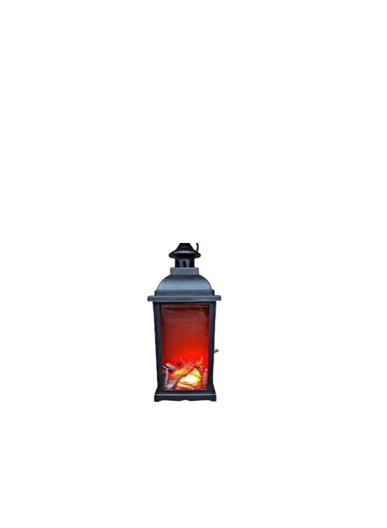 Jumbo Plastic Lantern Wood Burner Shape: Warm Lighting Creates a Calm and Cozy Atmosphere AB (Black) - Image 1
