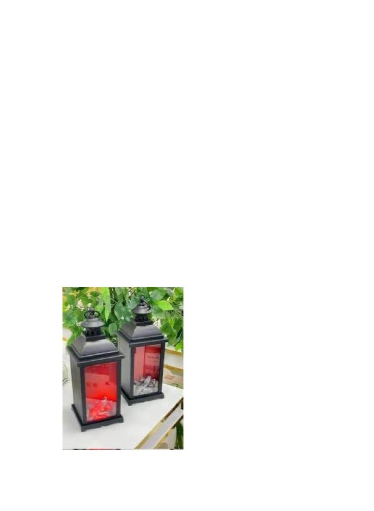 Jumbo Plastic Lantern Wood Burner Shape: Warm Lighting Creates a Calm and Cozy Atmosphere AB (Black) - Image 2
