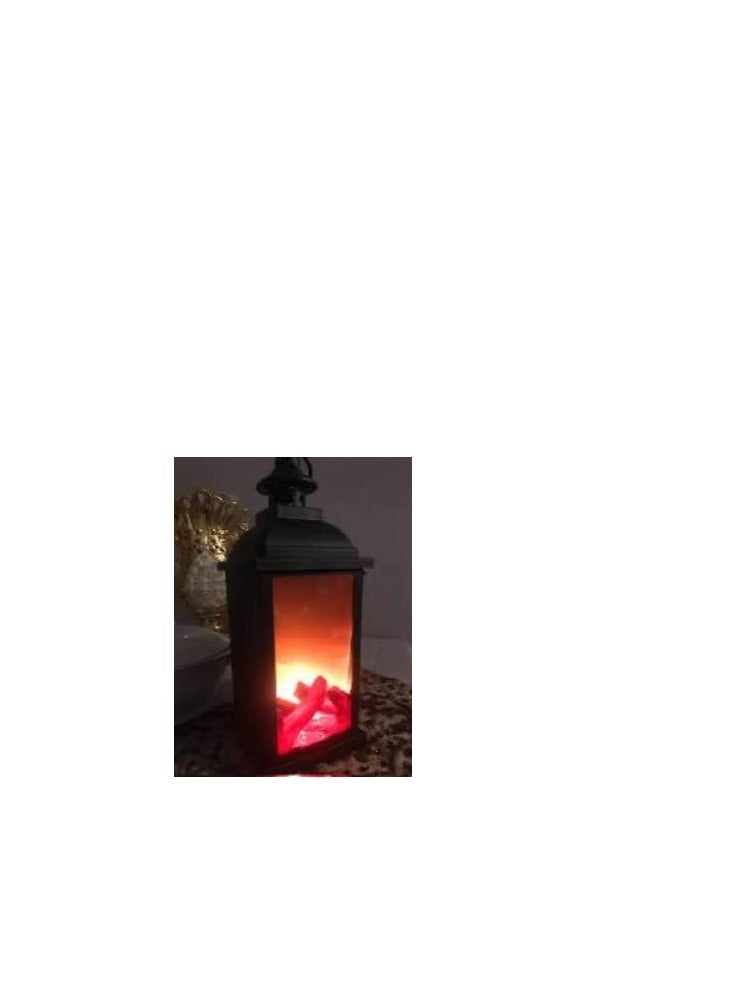 Jumbo Plastic Lantern Wood Burner Shape: Warm Lighting Creates a Calm and Cozy Atmosphere AB (Black) - Image 3