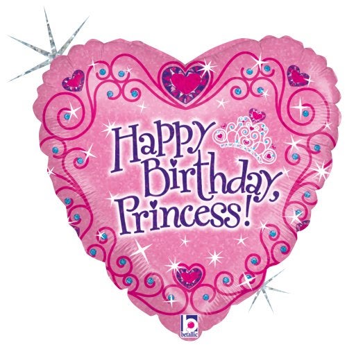 Betallic Happy B'day Princess Foil Package Balloon, 18", Multicolor - Image 1