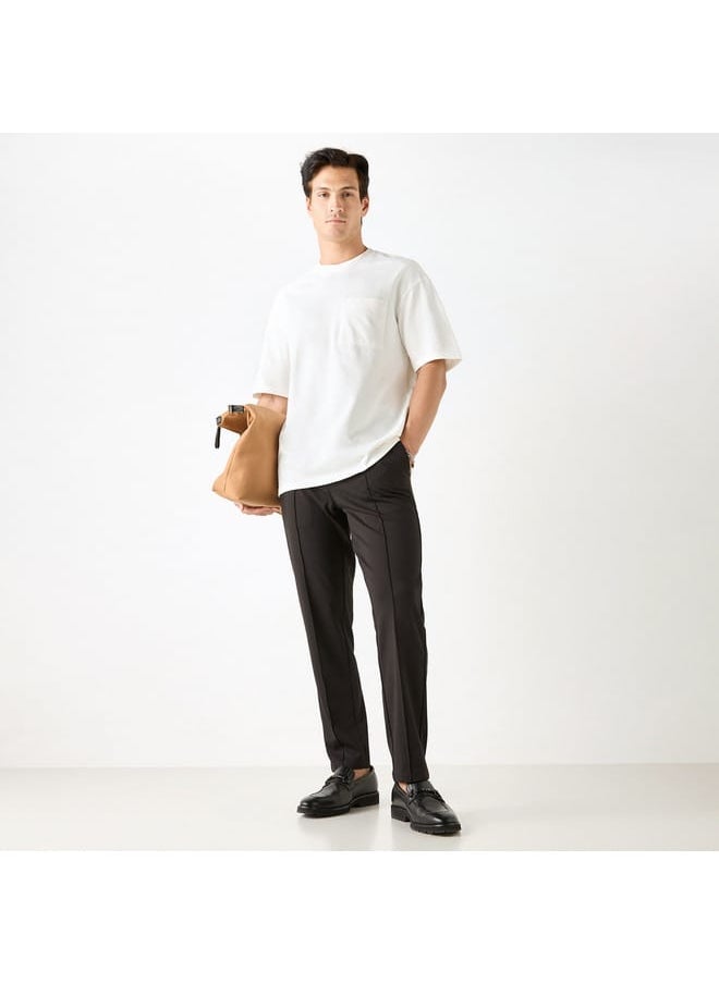 Iconic Iconic Textured T-shirt with Chest Pocket and Short Sleeves  - Image 2
