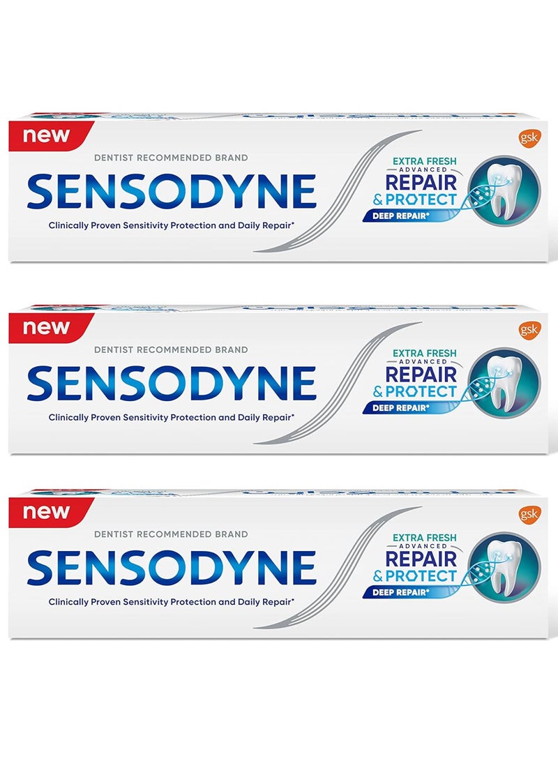 سنسوداين 3 قطع من  معجون أسنان سنسوداين لإصلاح وحماية الأسنان 75 مل - Image 1