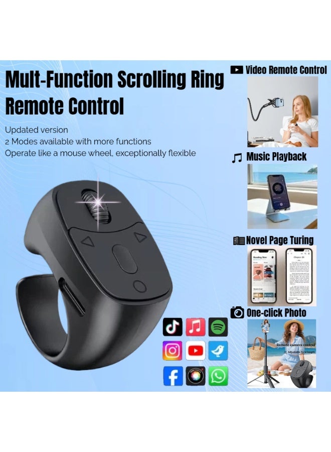 Aura Select Scroll Wheel Bluetooth Remote | Scrolling Ring Remote Control for TikTok YouTube Instagram Shorts Video|Page Turner Ring/E-Book Reader/Photo Zoom Shutter Controller Compatible for iPhone Android, Hands-Free Video,Music & Reading Control - Image 1