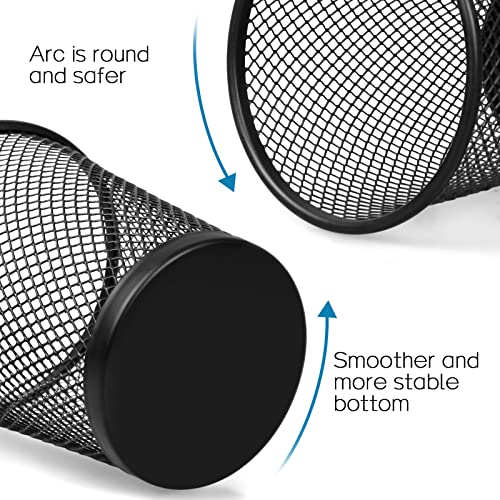 QYH Mesh Pencil Holder Metal Pen Cup Black for Desk 6 Packs - Image 4
