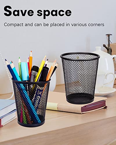 QYH Mesh Pencil Holder Metal Pen Cup Black for Desk 6 Packs - Image 5