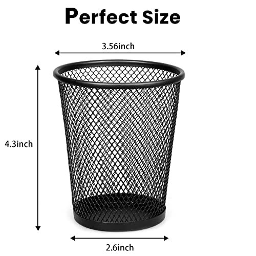 QYH Mesh Pencil Holder Metal Pen Cup Black for Desk 6 Packs - Image 2