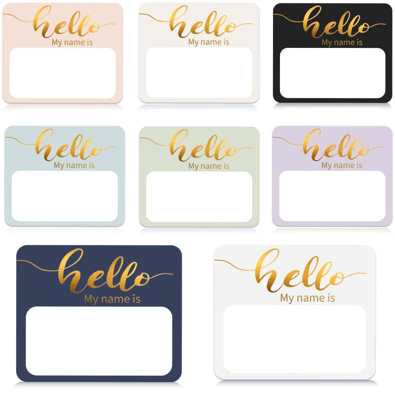 Zacool Name Tag Stickers 120 Pcs Gold Foil Hello My Name is Name Tag Stickers(3 "x2.5") Nametags Stickers for Clothes,Office,Student,Home Christmas Name Tags for People,Holiday Name Tags Stickers,8 Color - Image 1