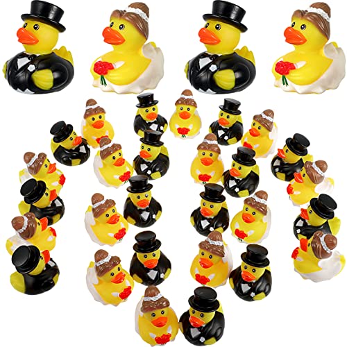 Jerify 24 Pcs Bride Groom Duck Bath Toy 25 Inch Wedding Rubber Duck Marriage Mini Ducks for Ceremony Bridal Gift Souvenir - Image 1