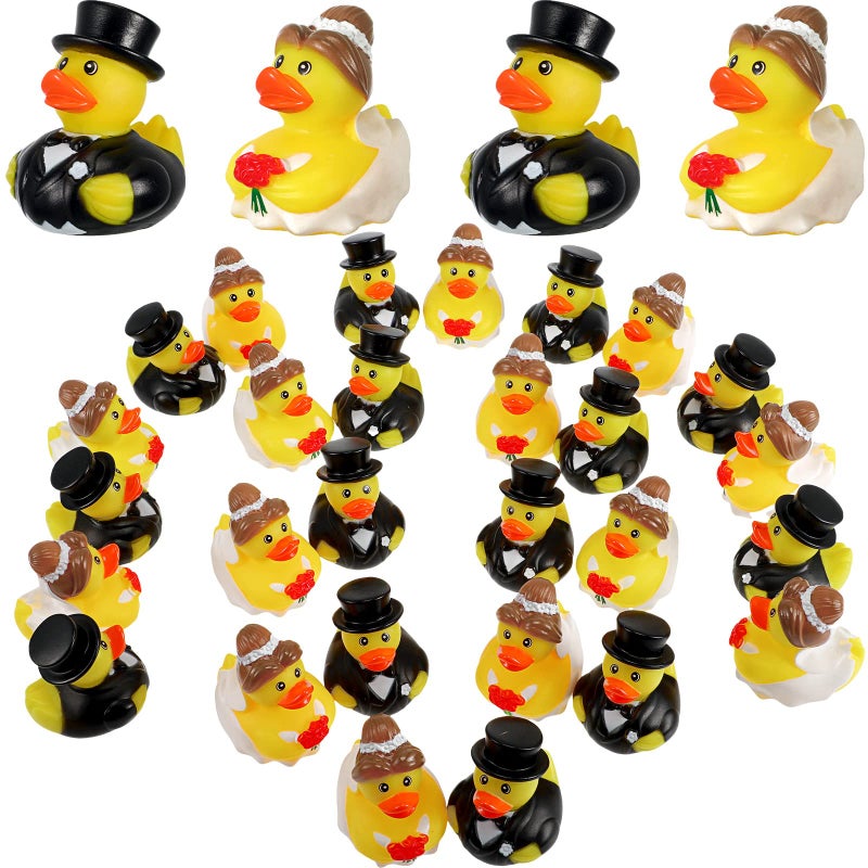 Jerify 24 Pcs Bride Groom Duck Bath Toy 25 Inch Wedding Rubber Duck Marriage Mini Ducks for Ceremony Bridal Gift Souvenir - Image 3