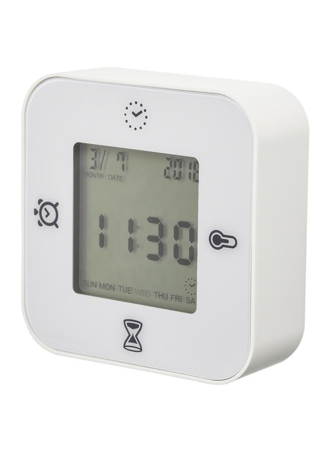 Zaboon Clock/thermometer/alarm/timer, white, 7x7 cm - Image 1