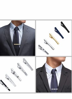 Y&D Tie Clips Set for Men Bar Clip Black Silver-Tone Gold Tone Wedding Business with Gift Box  - Image 5