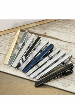 Y&D Tie Clips Set for Men Bar Clip Black Silver-Tone Gold Tone Wedding Business with Gift Box  - Image 3