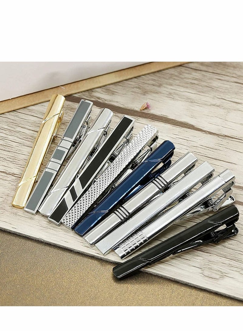 Y&D Tie Clips Set for Men Bar Clip Black Silver-Tone Gold Tone Wedding Business with Gift Box - Image 3