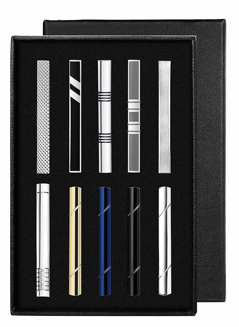 Y&D Tie Clips Set for Men Bar Clip Black Silver-Tone Gold Tone Wedding Business with Gift Box - Image 1