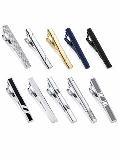 Y&D Tie Clips Set for Men Bar Clip Black Silver-Tone Gold Tone Wedding Business with Gift Box  - Image 2