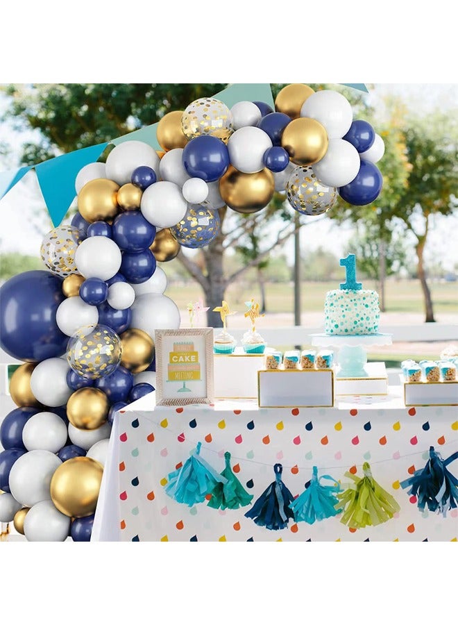 Zeemey 106-pcs Navy Blue White Gold Latex Decorative Balloon Arch Garland Set - Perfect for Graduation Baby Shower Wedding Birthday Bachelorette Party Backdrop Decoration - Suitable for Indoor and Outdoor - Image 4