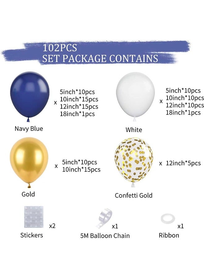 Zeemey 106-pcs Navy Blue White Gold Latex Decorative Balloon Arch Garland Set - Perfect for Graduation Baby Shower Wedding Birthday Bachelorette Party Backdrop Decoration - Suitable for Indoor and Outdoor - Image 2