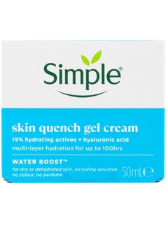 simple Skin Quench Gel Face Cream with 19% Hydrating Actives and Hyaluronic Acid Moisturiser for Dry Skin 50 ml 