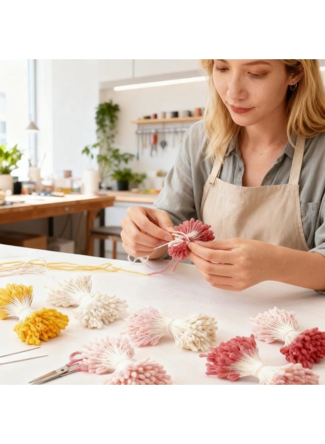 Pretwad 2000 Pcs Assorted 5 Color Pearl Double Heads Handmade Flower Stamens - 2 mm Artificial Pearlized Floral Pollens Stamen, Handmade Artificial Pistil for Flower Making, Wedding Bouquets, Scrapbooking - Image 3