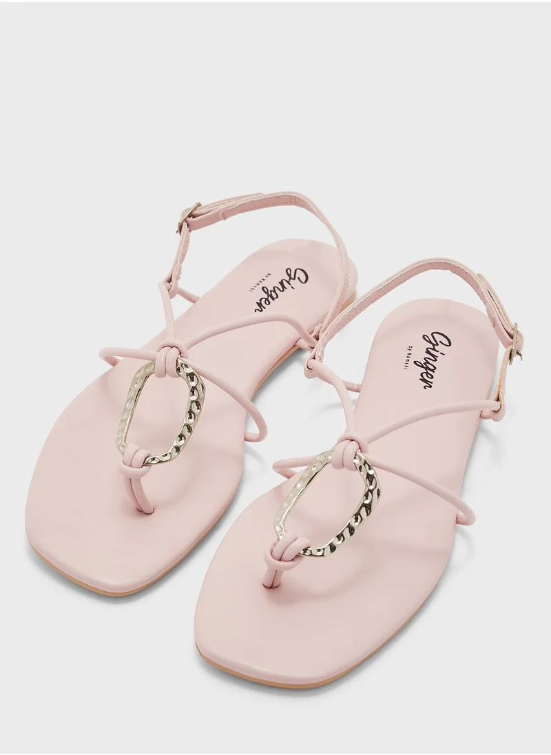 Ginger Cross-Over Flat Slingback Sandal