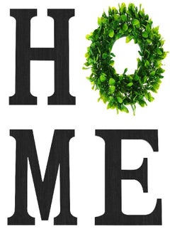 12 Inch Home Letters with Wreath Wall Decor Living Room Black Wooden Home Sign Modern Farmhouse Decor Flower Garland Decoration Hanging Home Decor for Entryway Kitchen,Housewarming Present