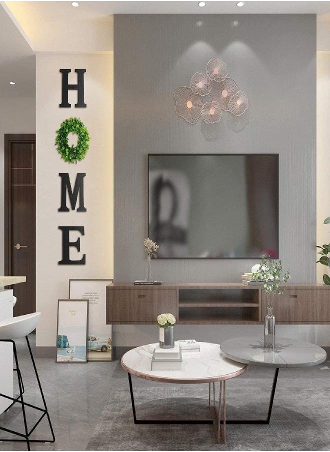 Jetec - 12 Inch Home Letters with Wreath Wall Decor Living Room Black Wooden Home Sign Modern Farmhouse Decor Flower Garland Decoration Hanging Home Decor for Entryway Kitchen,Housewarming Present - Image 1
