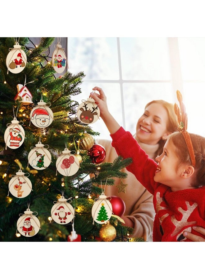 OurWarm 50Pcs Diy Wooden Christmas Ornaments For Crafts, 4" Unfinished Round Wood Ornaments With Holes, Natural Wood Circles For Christmas Tree Ornaments Hanging Decorations - Image 3