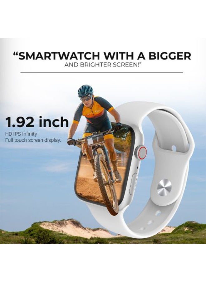 iCruze - Pronto Crysta Bluetooth 5.0, IP67, 1.92" HD Touch Screen Smart Watch, Rotational Crown, Android and Iphone Compatible, with Warranty, White - Image 1