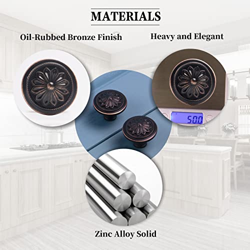 Xlroaafs 12 Pack Oil Rubbed Bronze Cabinet Knobs, Bronze Kitchen Cabinet Knobs for Cabinets and Drawers,1-2/5" Round Antique Bronze Bifold Closet Door Knobs Vintage Drawer Knobs - Image 3