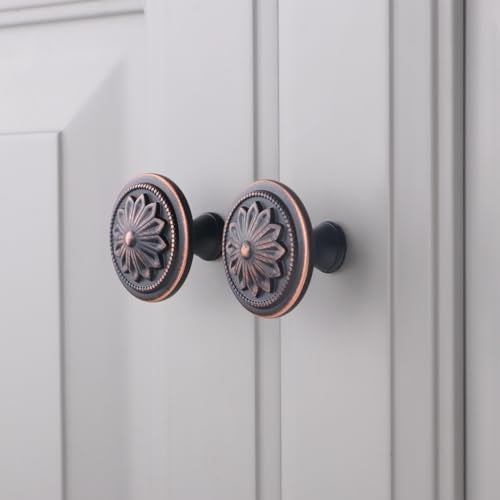 Xlroaafs 12 Pack Oil Rubbed Bronze Cabinet Knobs, Bronze Kitchen Cabinet Knobs for Cabinets and Drawers,1-2/5" Round Antique Bronze Bifold Closet Door Knobs Vintage Drawer Knobs - Image 5