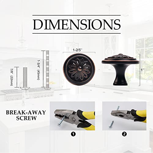 Xlroaafs 12 Pack Oil Rubbed Bronze Cabinet Knobs, Bronze Kitchen Cabinet Knobs for Cabinets and Drawers,1-2/5" Round Antique Bronze Bifold Closet Door Knobs Vintage Drawer Knobs - Image 2