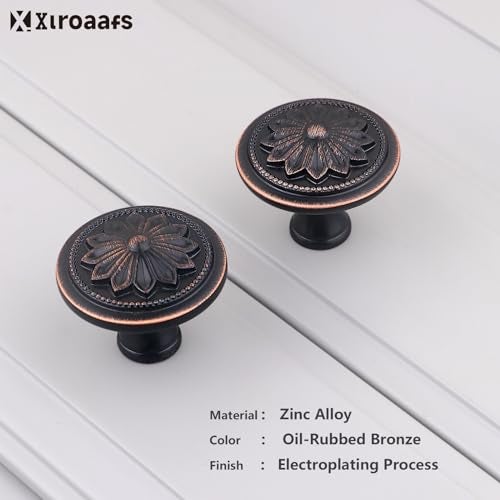 Xlroaafs 12 Pack Oil Rubbed Bronze Cabinet Knobs, Bronze Kitchen Cabinet Knobs for Cabinets and Drawers,1-2/5" Round Antique Bronze Bifold Closet Door Knobs Vintage Drawer Knobs - Image 4
