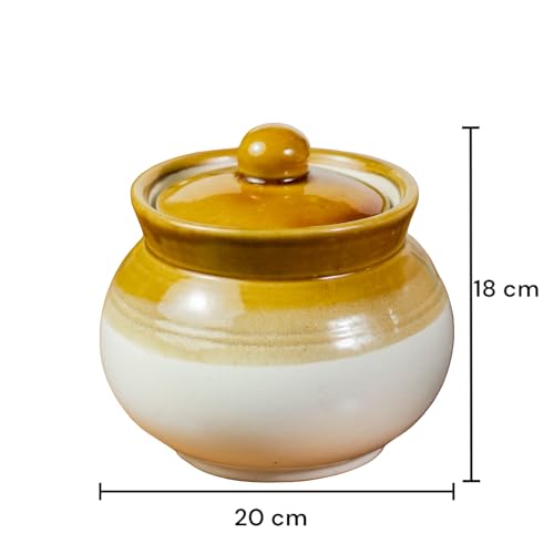 ClayStone Traditional 3.5 kg Pickle jar for Storage with 2 Salt and Pepper Shakers - Kitchen Storage Containers for Pickles. Decorative Achar Barni 3.5 kg Round Jars for Home Organization. - Image 4
