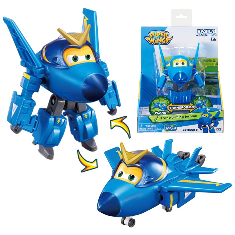 Super Wings Transformable Toys 5 in Jerome Airplane Transforming Figures Toys 2 in 1 Mode Rescue Bots Action Figure Toys for 35 Year Old Boys Girls Fun Plane Toys for Toddlers Kids Age 3 4 5 6 7 - Image 3
