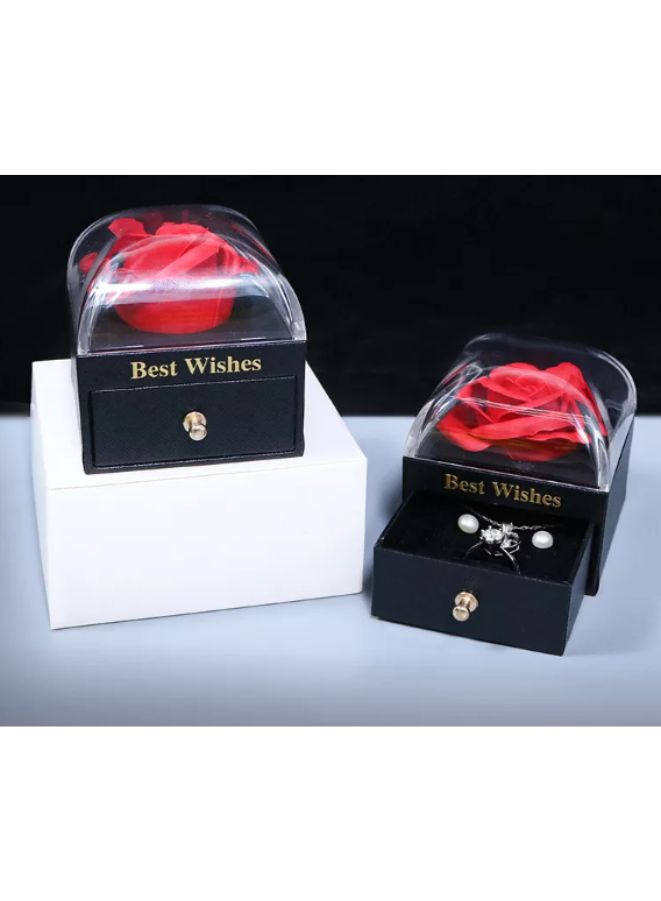 Eternal Rose Gift Box, Handmade Fresh Preserved Rose Gift for Her on Birthday, Mother's Day (Red) (Without Necklace)  - Image 5