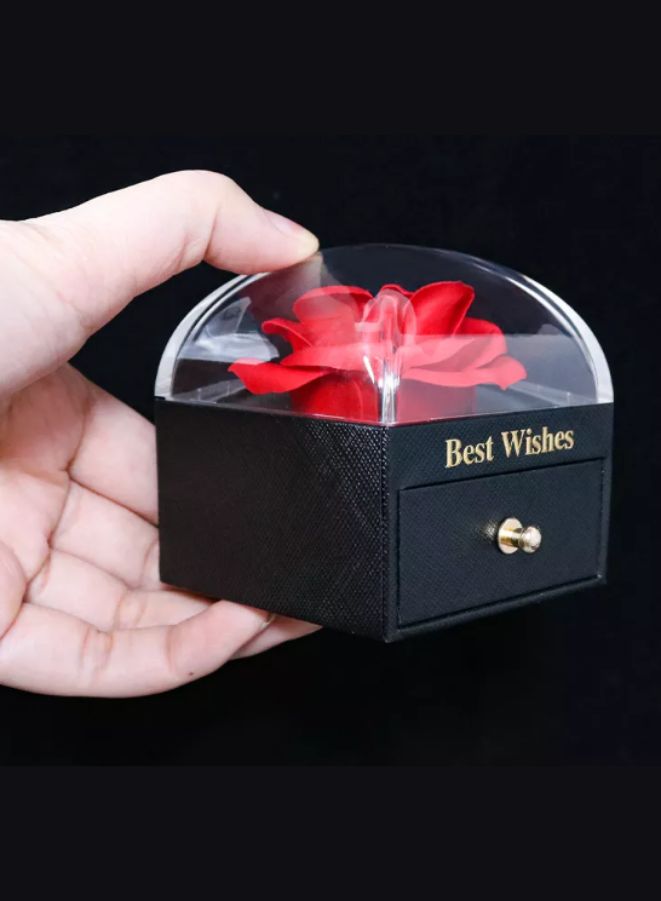 Eternal Rose Gift Box, Handmade Fresh Preserved Rose Gift for Her on Birthday, Mother's Day (Red) (Without Necklace)  - Image 4
