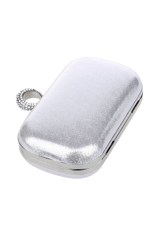 NIBEMINENT Formal Rhinestone Delicate Ring Button Clutch Silver  - Image 3