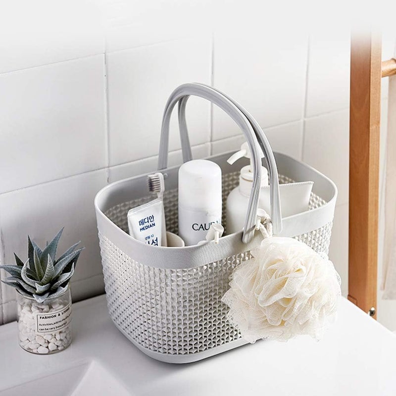 UUJOLY Plastic Organizer Storage Baskets with Handles, Shower Caddy Bins Organizer for Bathroom and kitchen（Grey - Image 3